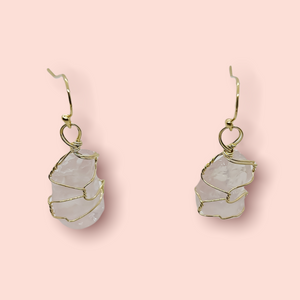 Raw Rose Quartz Earrings