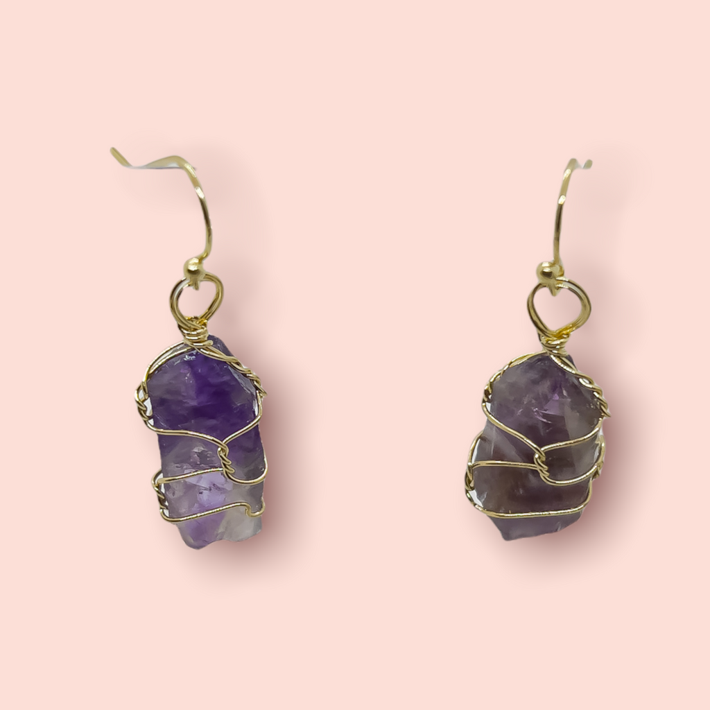 Raw Amethyst Earrings