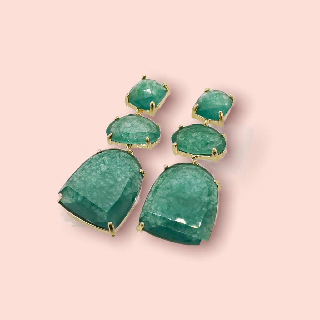 Jade Three Stone Earrings